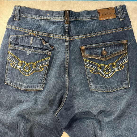 Vintage Y2K Koman Jeans Men's Sz 36x32 Baggy Wide Leg Dark Blue Grunge - Picture 4 of 9
